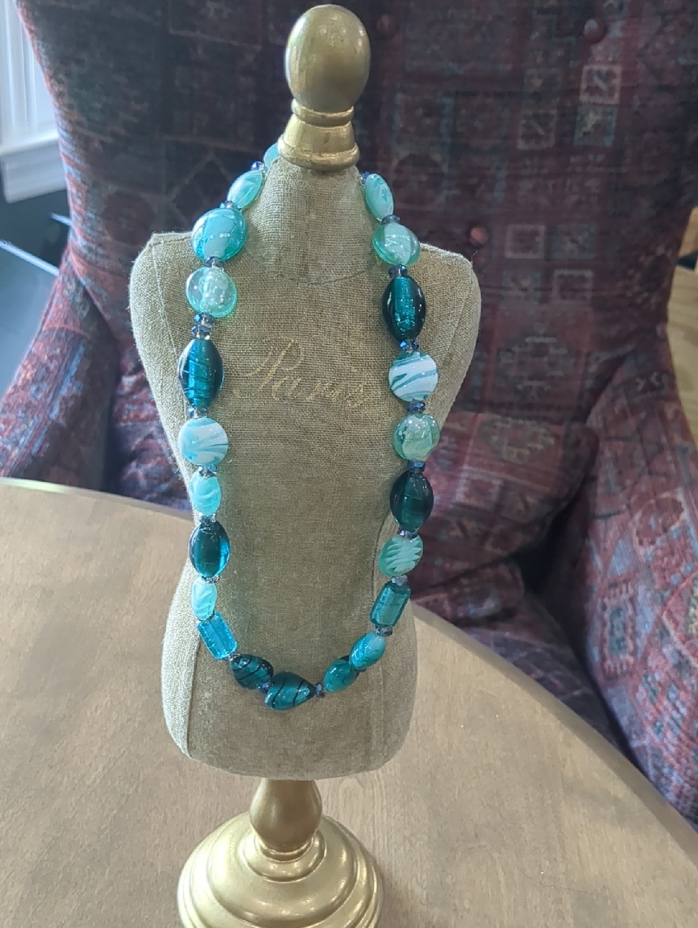 Blue Green Bead Necklace - Women Jewelry